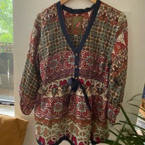 JOHNNY WAS JEWEL TONE BLOUSE peplum